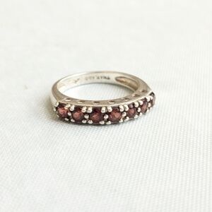 Sterling Silver Ring Garnet Channel 6